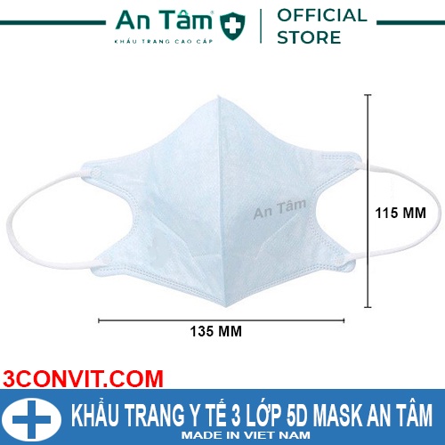 Hộp 10 chiếc khẩu trang y tế cao cấp 3 lớp 5D Mask An Tâm
