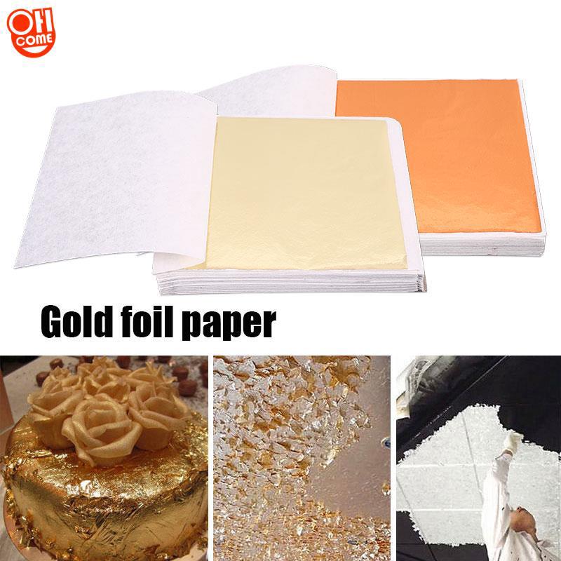 100 miếng dán hình lá mạ vàng 24K