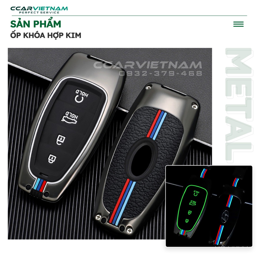 Ốp Chìa Khóa Hyundai Santafe 2021, 2022, 2023, Tucson 2022, 2023 - Bọc Khóa Hợp Kim Metal Cao Cấp Ccar Vietnam