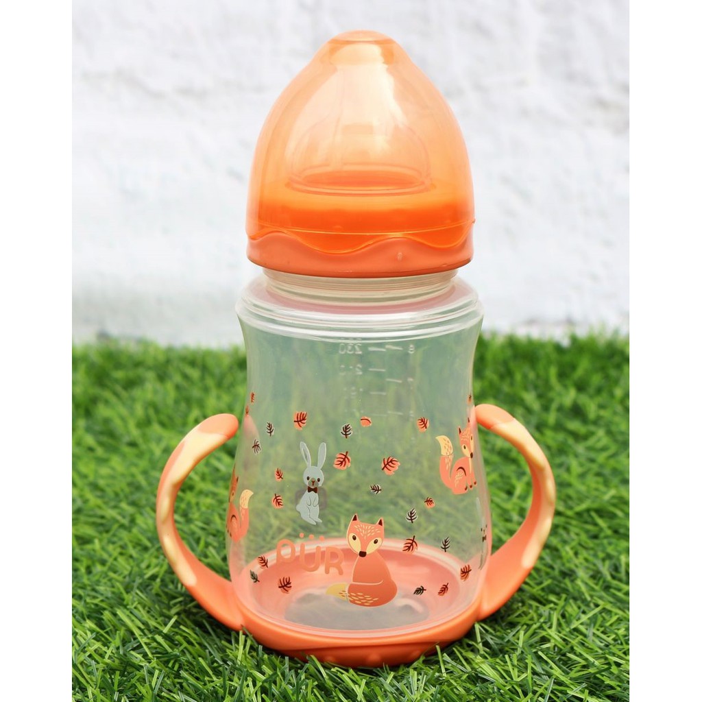 Bình sữa Pur cổ rộng có quai cầm ở dưới đáy 250ml (9023)