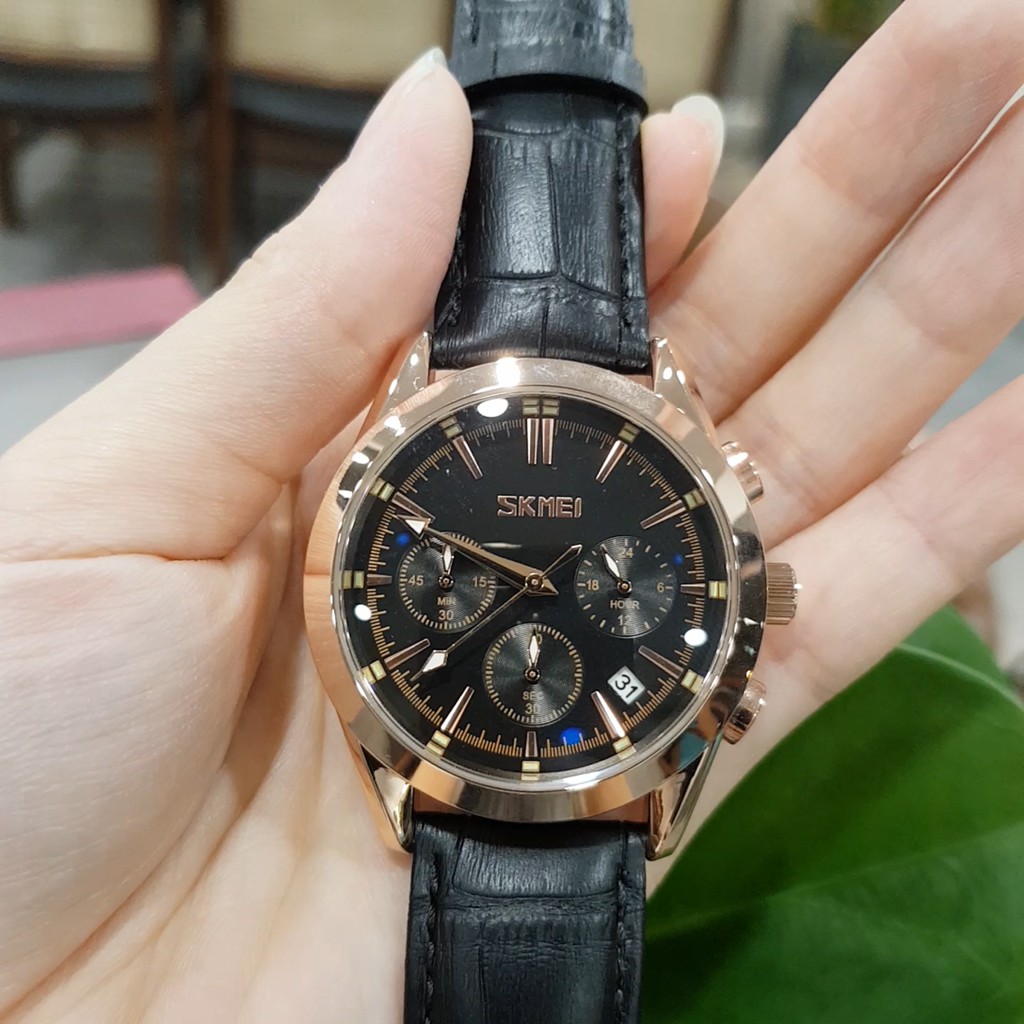 Đồng hồ nam Skmei dây da chạy full 6 kim chính hãng chống nước Tony Watch 68 | BigBuy360 - bigbuy360.vn