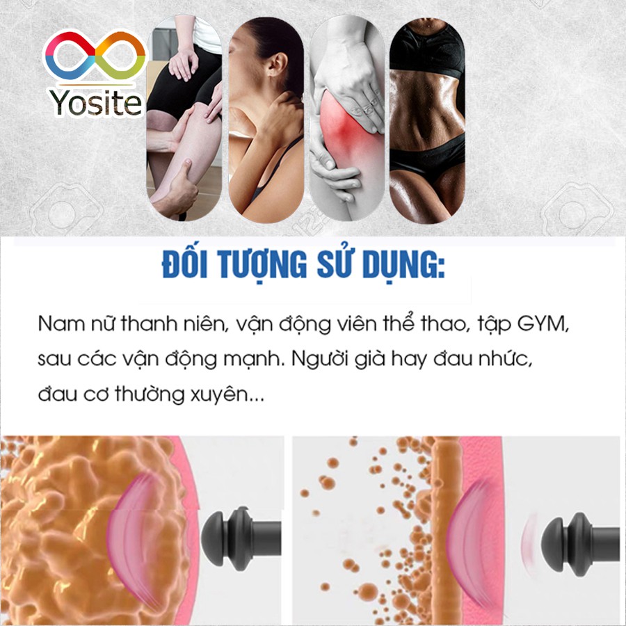 [BH Chính Hãng] Súng Massage Cầm Tay 6 đầu, 6 chế độ rung EM006 - Thiết bị massage trị liệu - Điều trị căng cơ