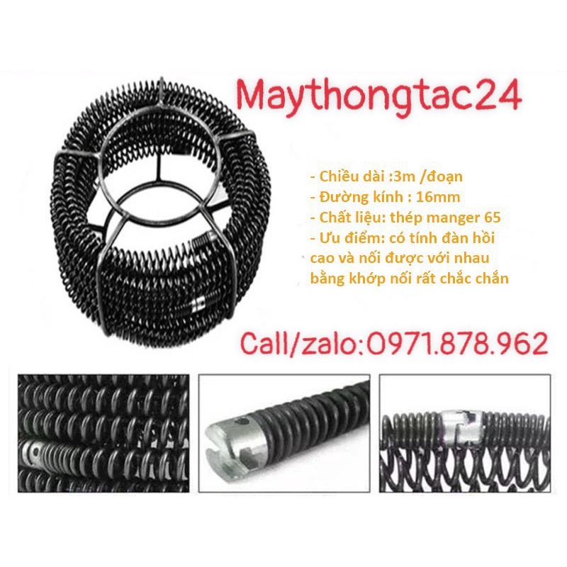 Dây thông tắc cống,dùng cho máy khoan dài 15m (bao gồm 6 đầu thông +1 đầu kết nối máy khoan) đường ống đường kính 16mm | BigBuy360 - bigbuy360.vn