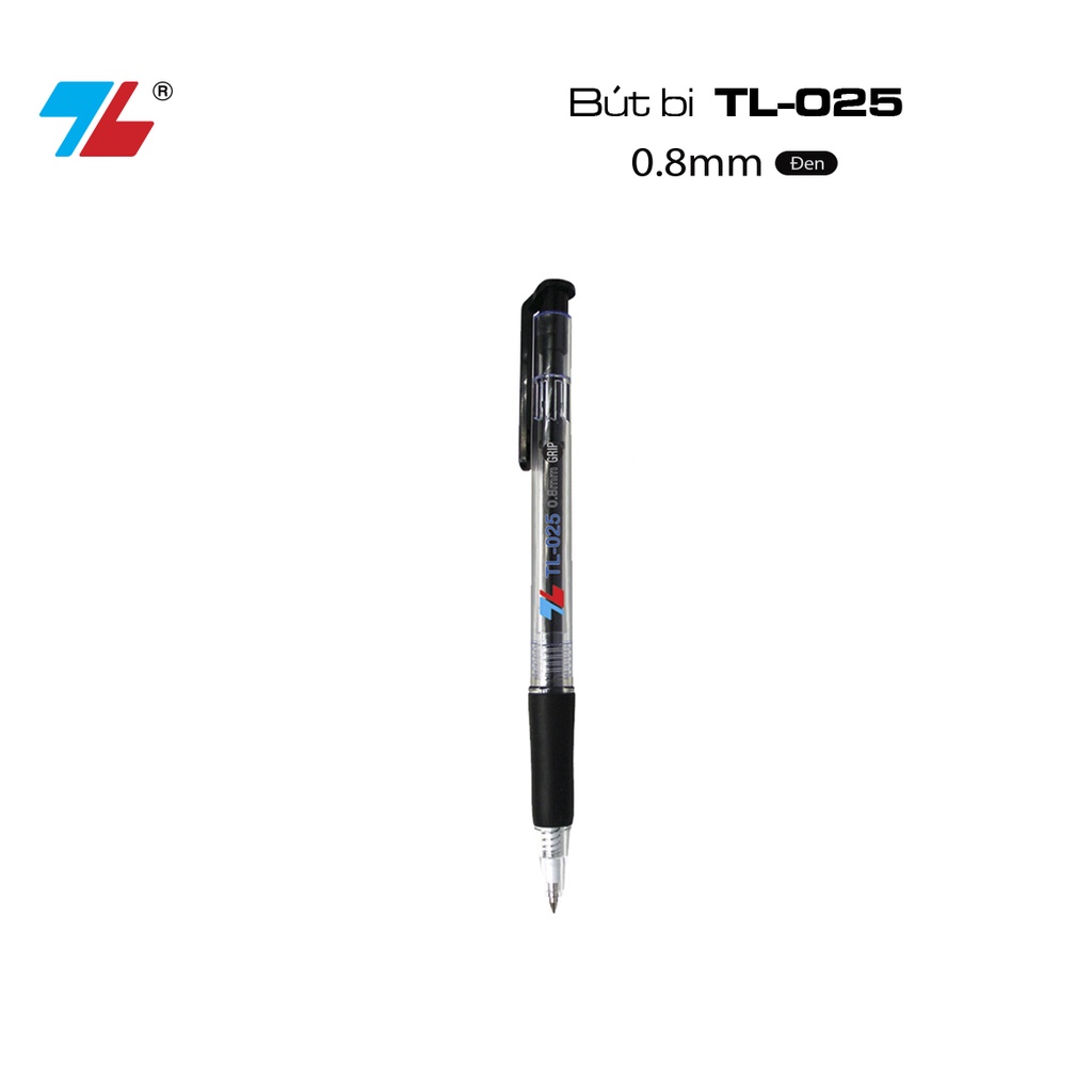 Bút Bi 0.8 mm Thiên Long TL-025 Grip - Mực Đen