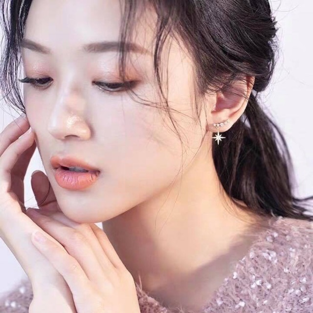 Khuyên tai tim trơn ôm vành tim sao băng bạc ta