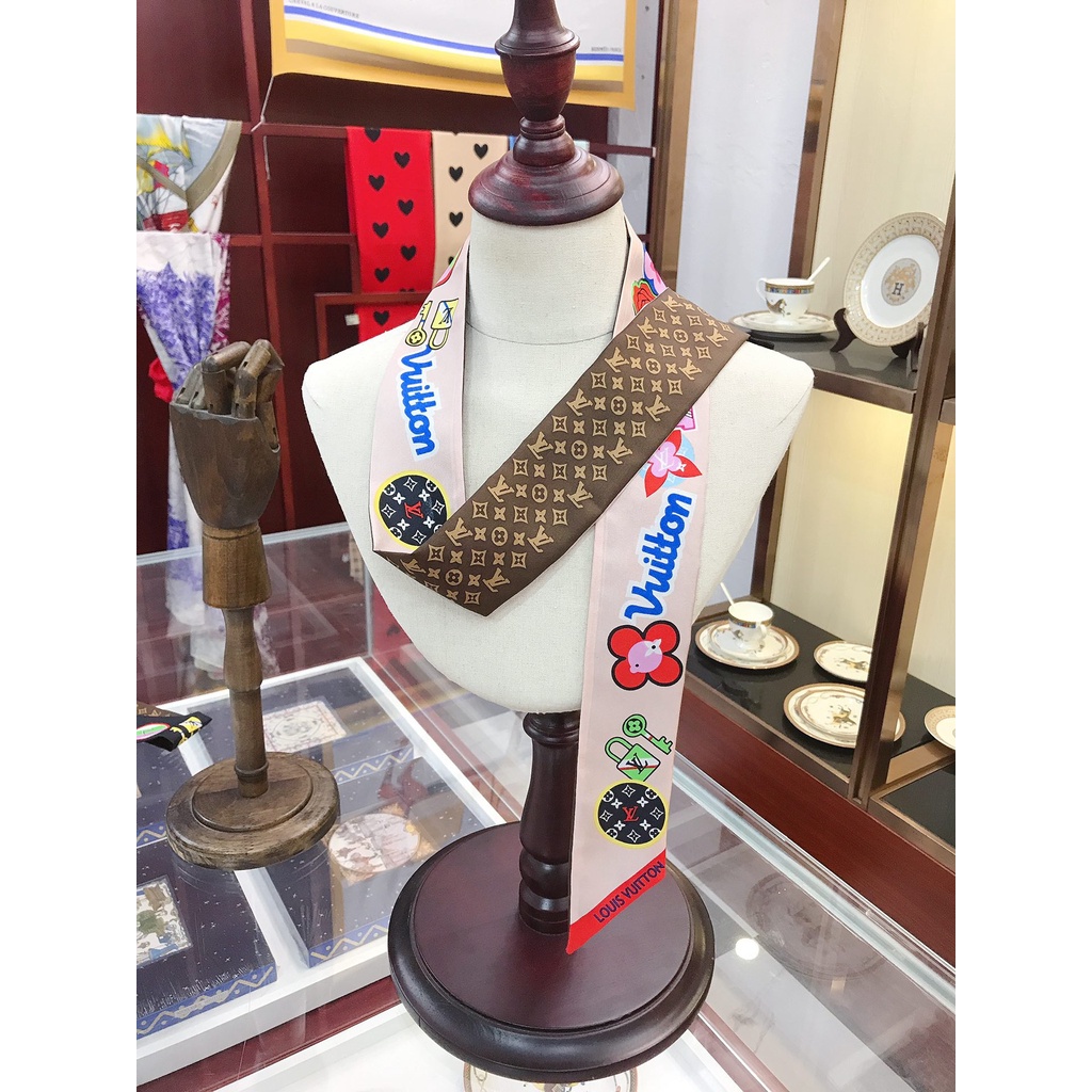 Khăn Choàng Cổ / Xách Tay Bằng Ruy Băng Lụa In Họa Tiết Hoa Cho Nữ