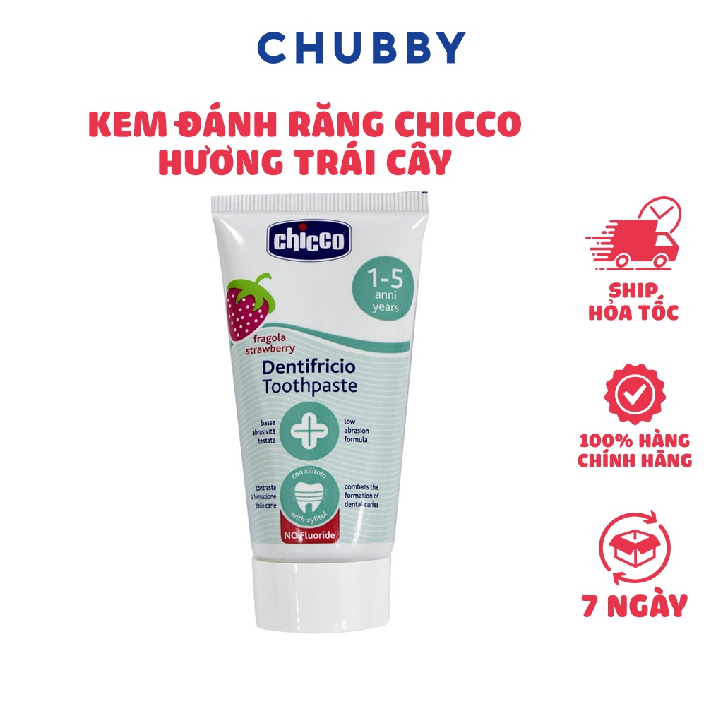 Kem Đánh Răng CHICCO Hương Trái Cây Không Chứa Fluoride Chống Sâu Răng Hiệu Quả Cho Trẻ Em 50ml