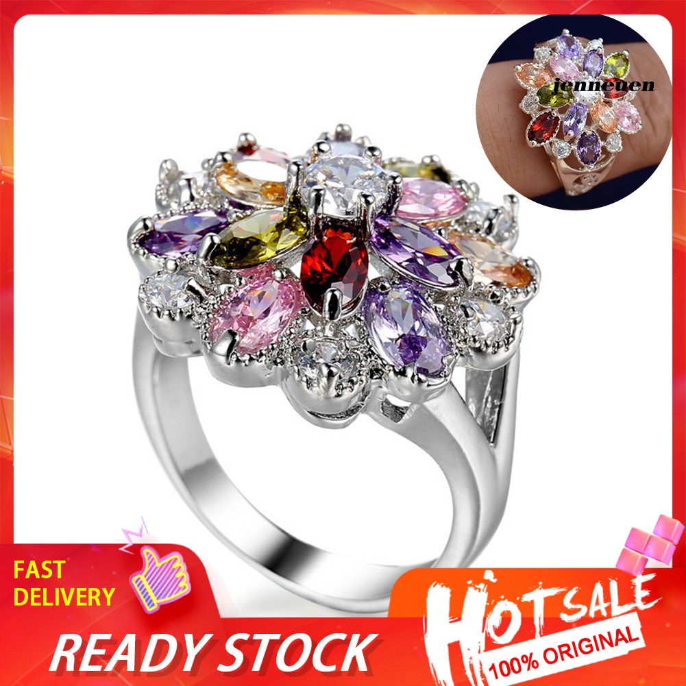 Nhẫn Đính Hôn Đính Đá Nhiều Màu Sắc Cho Nữ