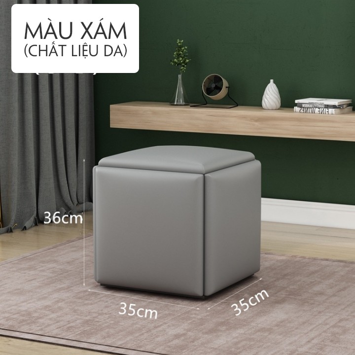 Ghế khối Rubik, đôn ghế sofa gấp gọn 5 Trong 1 có Bánh Xe Di Chuyển- ghế khối rubik phòng khách( 2 size)