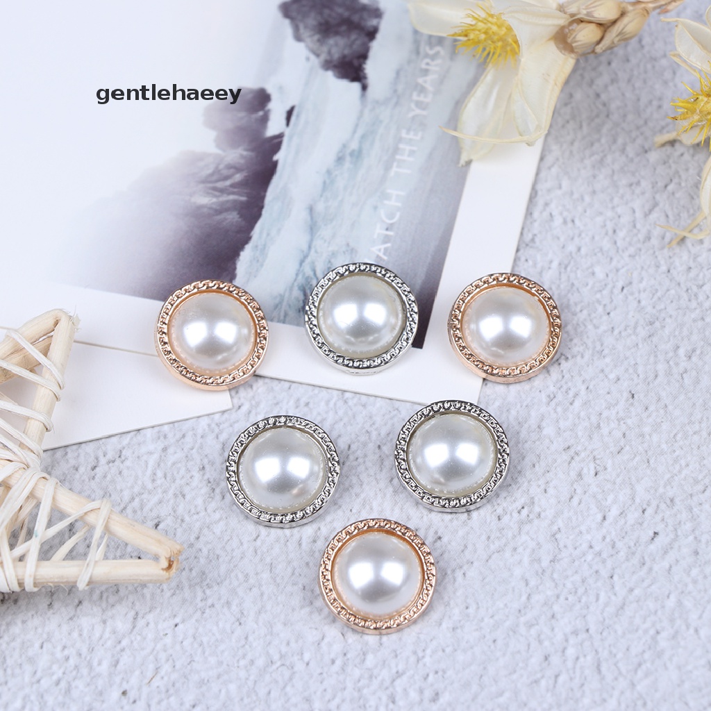 Set 10 chiếc nút kim loại đính ngọc trai may vá thủ công trang trí lưu bút