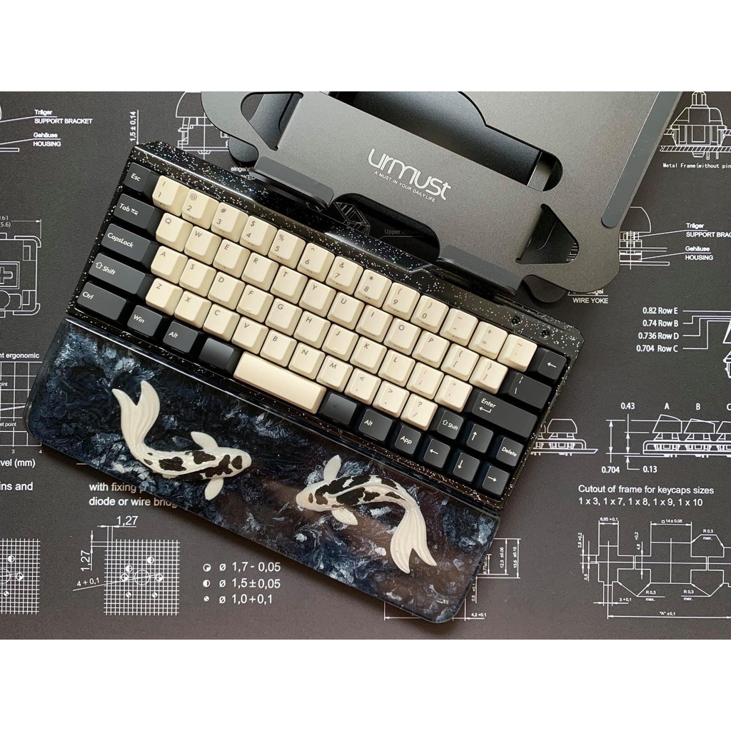 Kê tay cá Koi Trắng đen