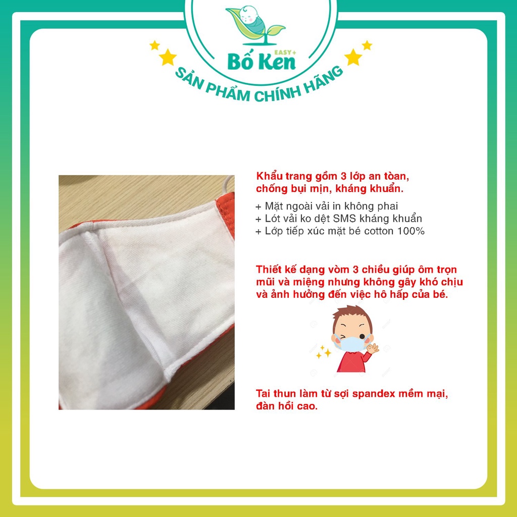 Shop Bố Ken Khẩu trang vải 3 lớp PiPoVietnam cho bé 1-10 tuổi [Hình ảnh dễ thương]