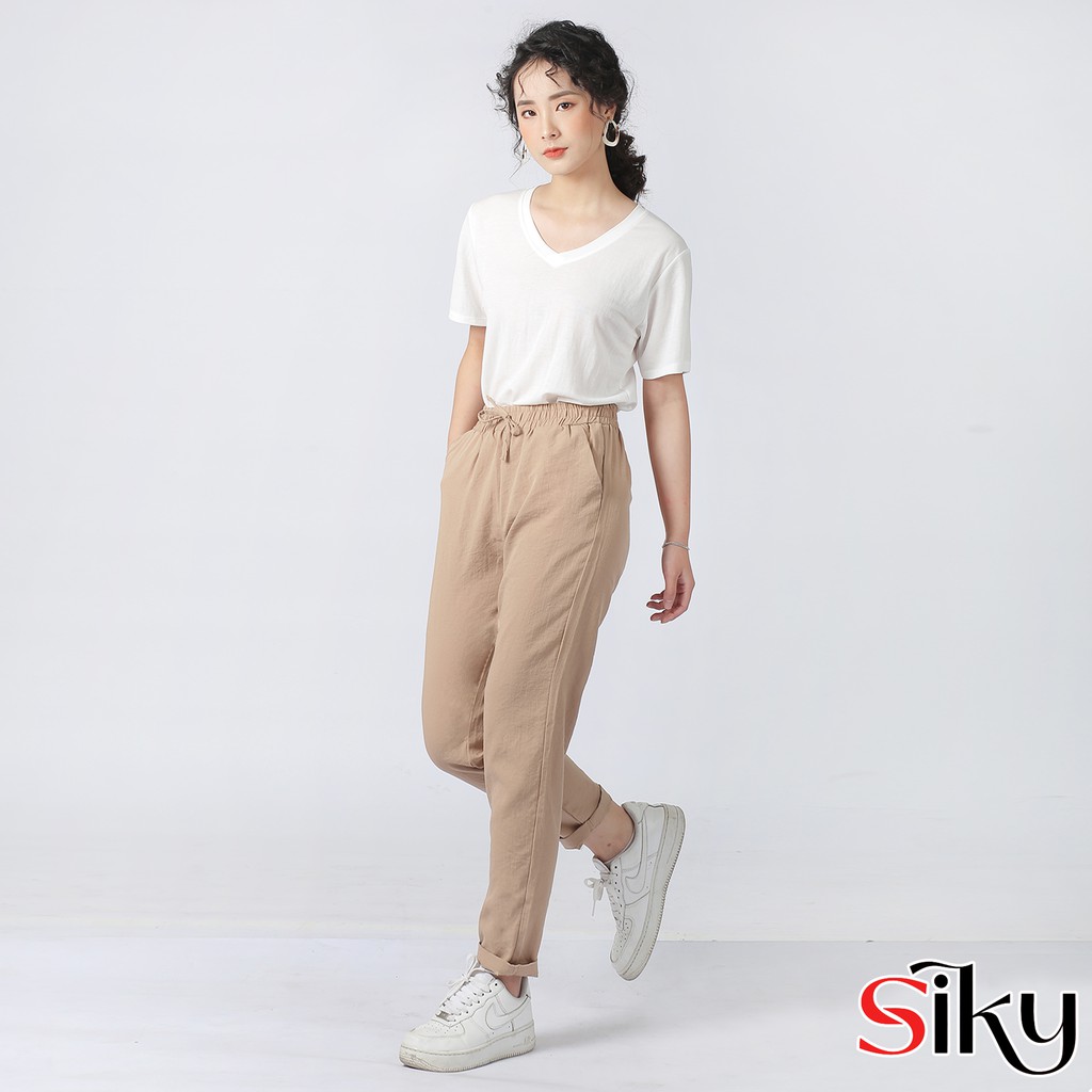 Quần đũi nữ baggy công, đũi hàn siêu mát - Siky