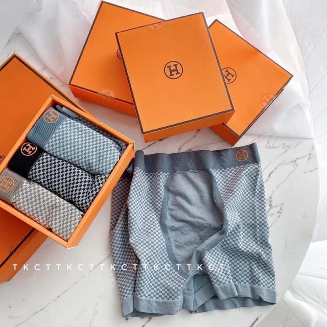 Sịp Nam hộp cam Hộp 3 quần xịt đùi nam chữ H - chất liệu cotton cao cấp - 3 màu đẹp mê