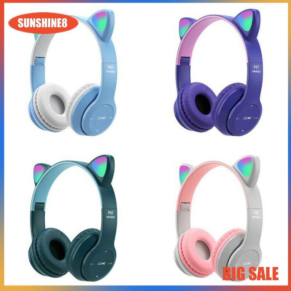 Tai nghe chụp tai hình tai mèo dạ quang P47