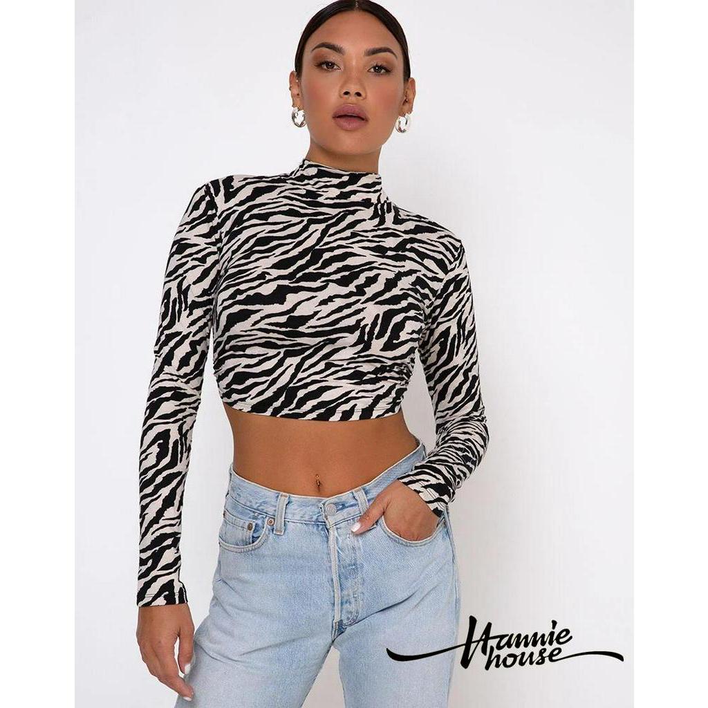 Áo Croptop Tay Dài Hoạ Tiết Rồng Thiết Kế Hở Lưng Quyến Rũ