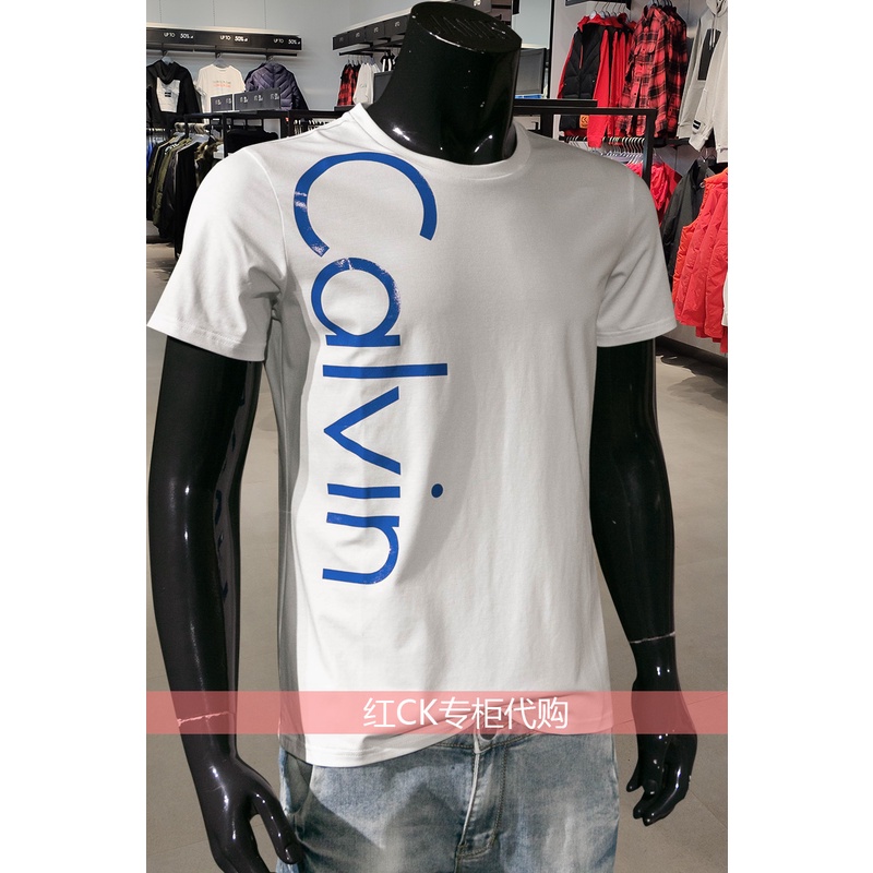 Áo Thun Ngắn Tay In Chữ Calvin Klein Cá Tính Cho Nam