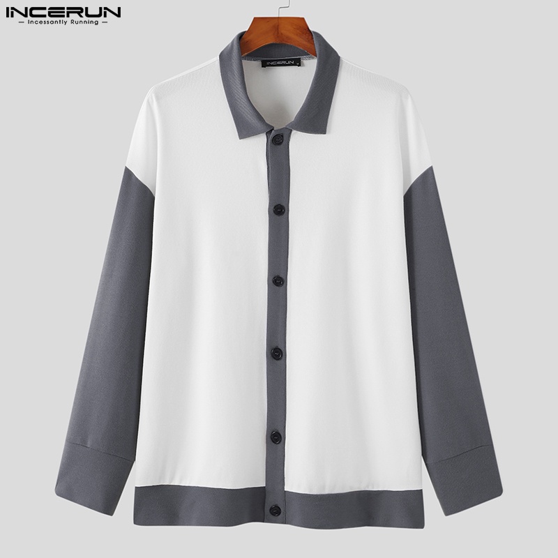 Áo khoác kimono INCERUN dệt kim tay dài dáng rộng cài nút thời trang cho nam giới tùy chọn màu sắc