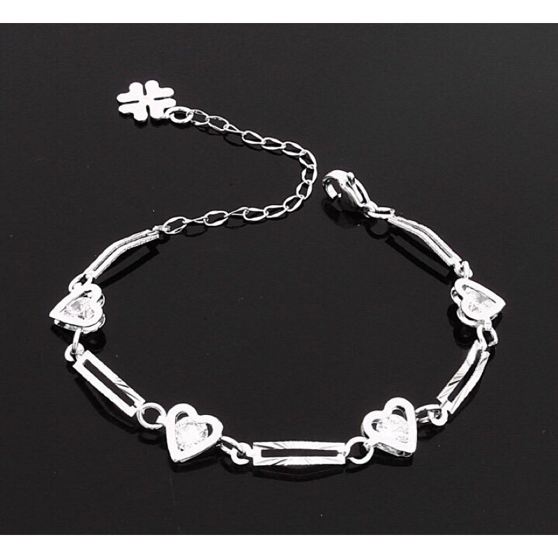 Lắc tay inox hình trái tim đính đá
