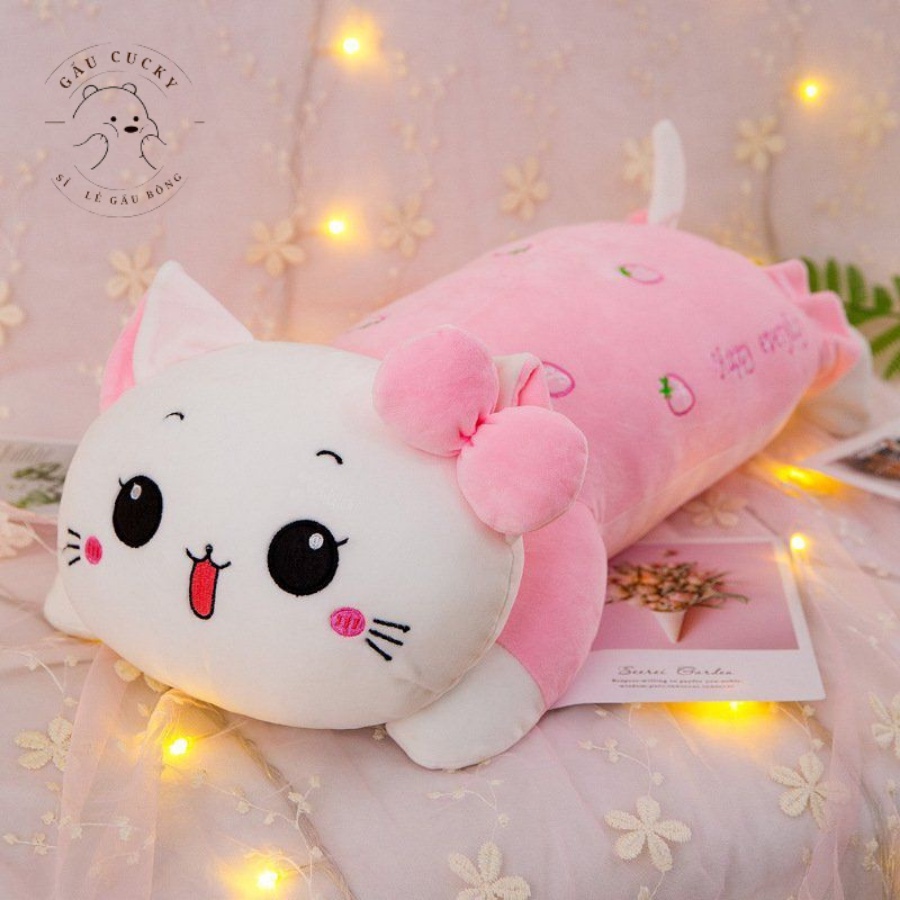 Gấu bông mèo Hello Kitty hồng nằm có nơ size 1m siêu dễ thương cho bé