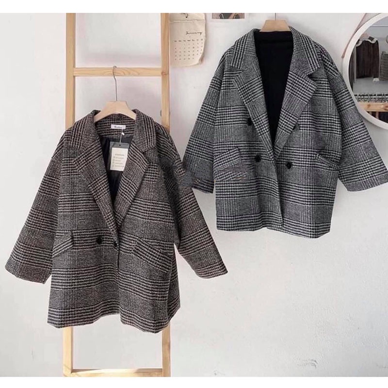 Áo Khoác Dạ Kẻ 2 Lớp Dày Dặn Hàng Quảng Châu M618- Lolla_Fashion