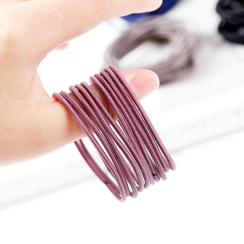 Sét 100 chun buộc tóc nhiều màu loại có túi zip【PK005】