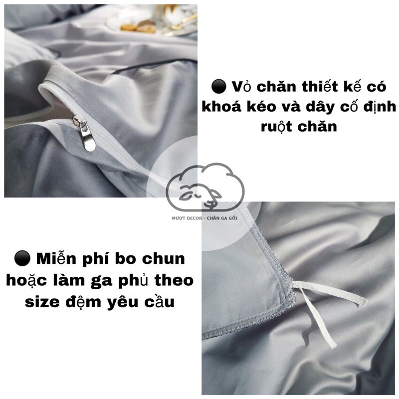 Bộ Chăn Ga Và Vỏ Gối ❤️ lụa sumoi chăn ga gối đệm cưới cotton lụa cao cấp (nhiều màu) trang trí phòng ngủ Mượt Decor