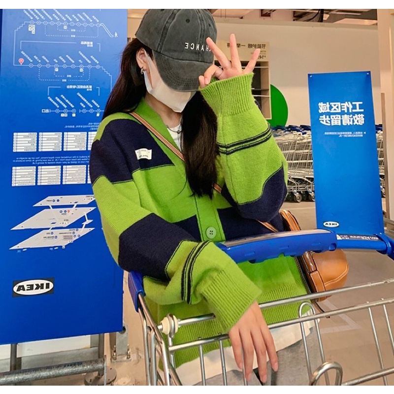 [SẴN] Áo Len Cardigan Mix&Match Navy Green (Kèm Video Và Ảnh Thật Tự Chụp) | BigBuy360 - bigbuy360.vn