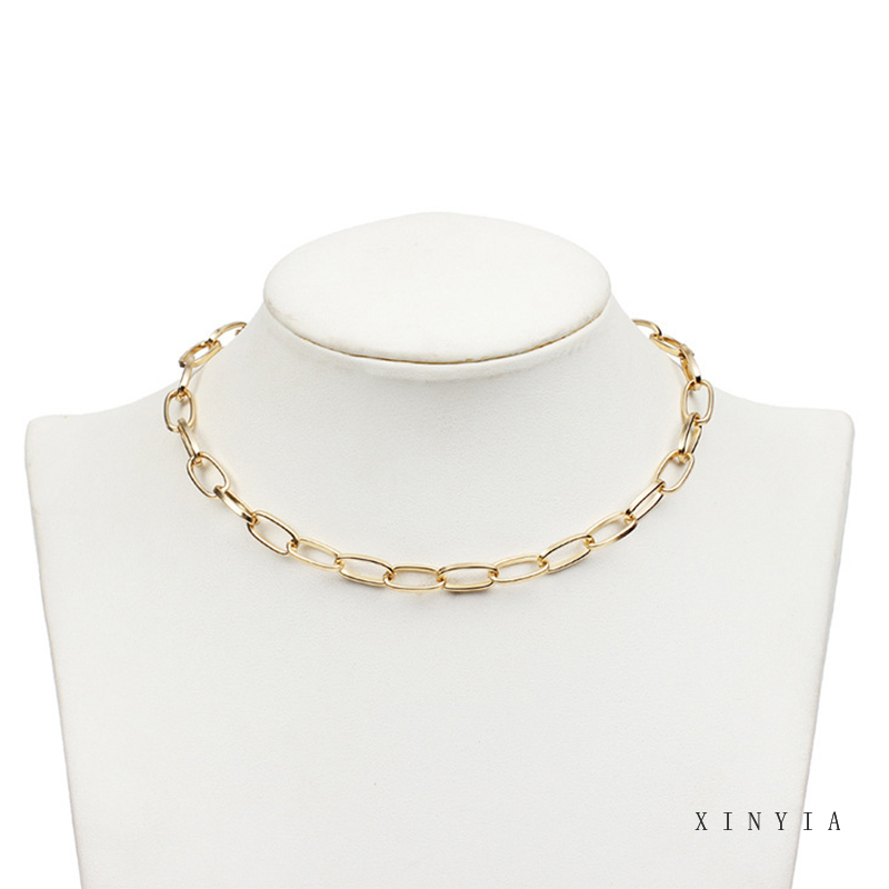 Vòng cổ dạng chuỗi xích màu vàng phong cách punk thời thượng dành cho nữ