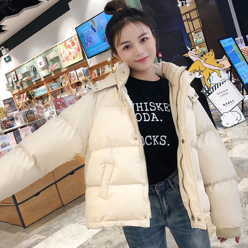 ♀Winter áo khoác dạ nữ bánh mì phiên bản hàn quốc, dáng suông, cotton 2020, ngắn dày dặn