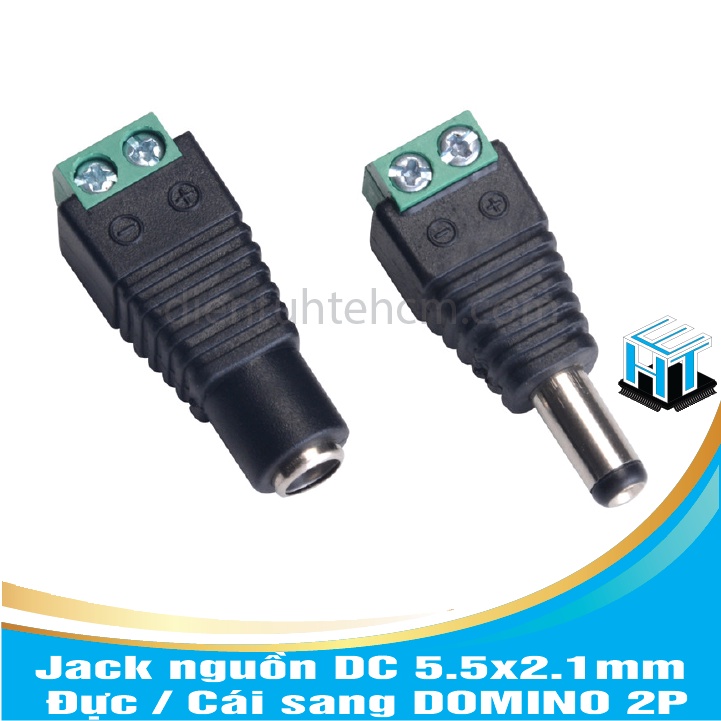 Jack nguồn DC 5.5x2.1mm Đực/Cái sang Domino 2P(combo 4 cái)