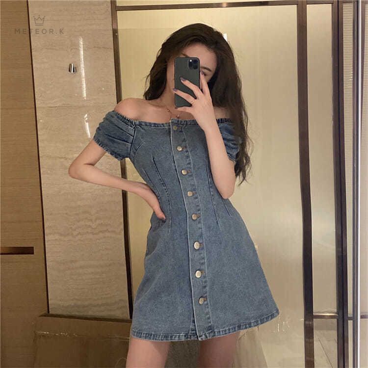 Đầm Denim Ôm Dáng Xinh Xắn Dễ Thương Cổ Điển Dành Cho Nữ 2020