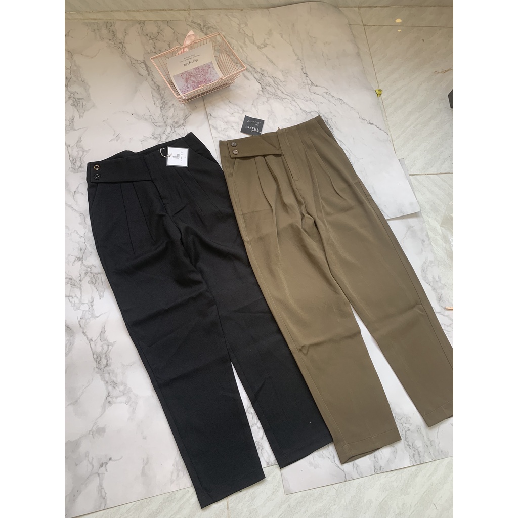 Quần tây công sở nữ dáng baggy có quai phía trước - quần 133