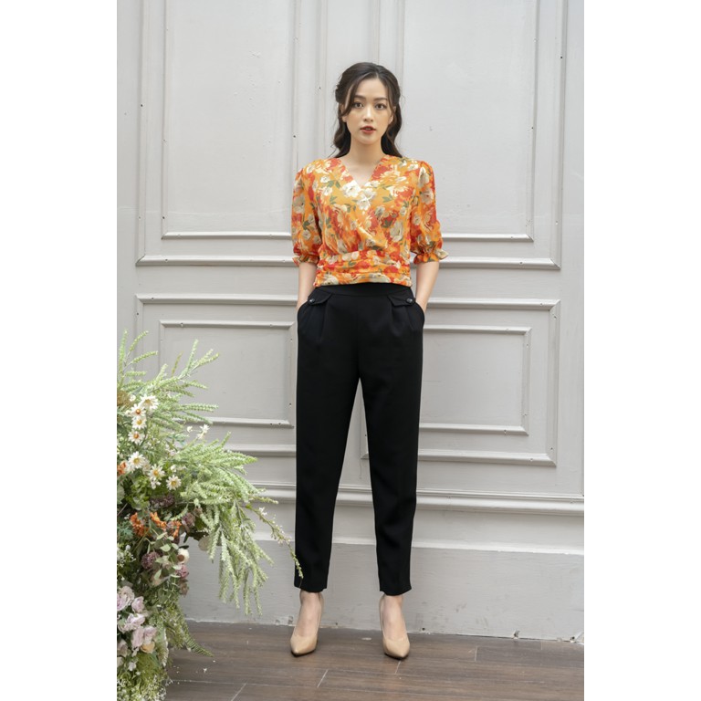 [Mã LT50 giảm 50k đơn 250k]Quần baggy nữ vải tuyết mưa, dáng dài, phong cách công sở, khóa sườn có túi thiết kế Clara Ma