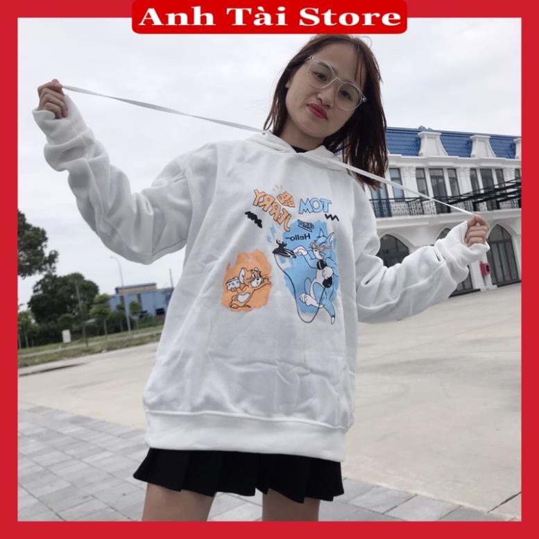 Áo nỉ hoodie nam nữ in hình mèo tom and jerly fom unisex oversize đến 67kg có nũ  phong cách Hàn Quốc AT 9112 | BigBuy360 - bigbuy360.vn