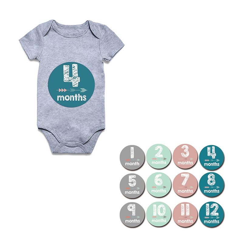 Bộ 12 Thẻ Dán Đánh Dấu Cột Mốc Phát Triển Theo Tháng Cho Bé Sơ Sinh