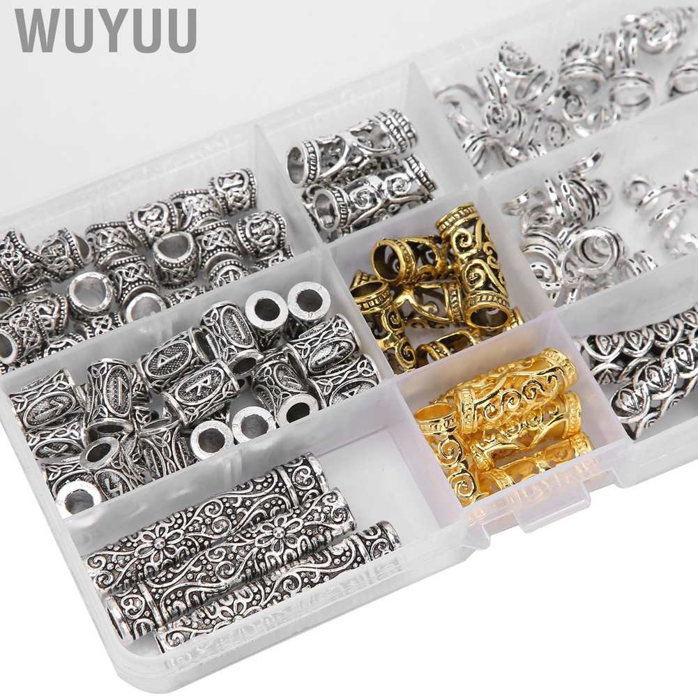 Wuyuu Vintage Hair Braid Dreadlock Beads Rings Tube Jewelry Extension DIY Decor