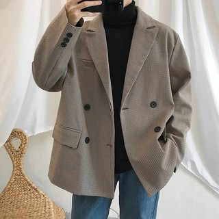 (ORDER) Áo blazer nâu kẻ sọc nhuyễn form rộng