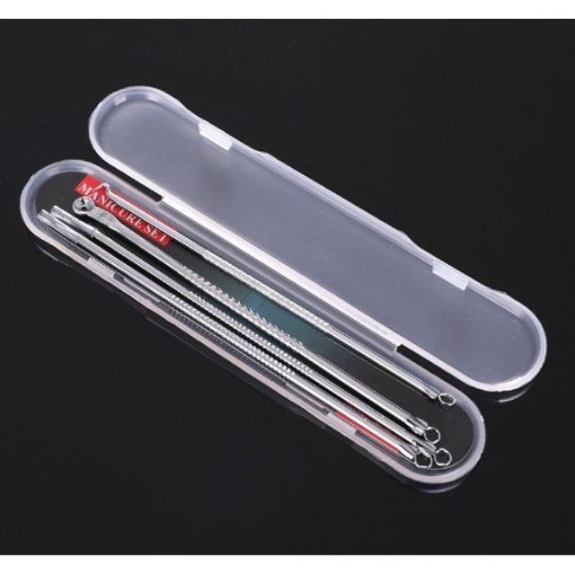 BỘ 4 CÂY NẶN MỤN, GẮP MỤN THÉP KHÔNG GỈ