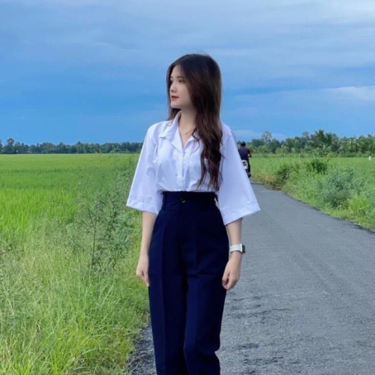 Áo Sơ Mi Nữ Form Rộng Tay Lỡ Kiểu Dáng Basic Dáng Suông Style Đi Học Hàng Loại 1