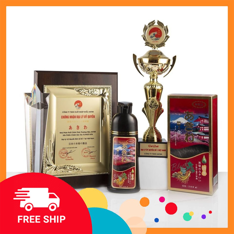 ✅[CHÍNH HÃNG] DẦU GỘI ĐEN TÓC PHỦ BẠC AKIWA 500ML