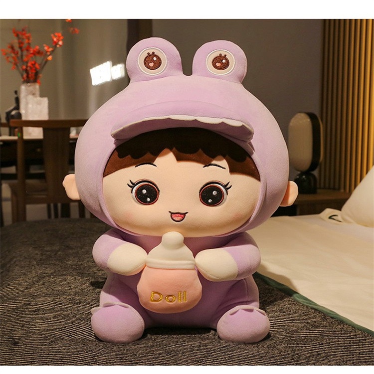 GẤU BÔNG BT21 DOLL ÔM BÌNH SỮA COSPLAY KHỦNG LONG  VẢI MINISO SIÊU MỀM MỊN, AN TOÀN, HÀNG CAO CẤP LOẠI 1
