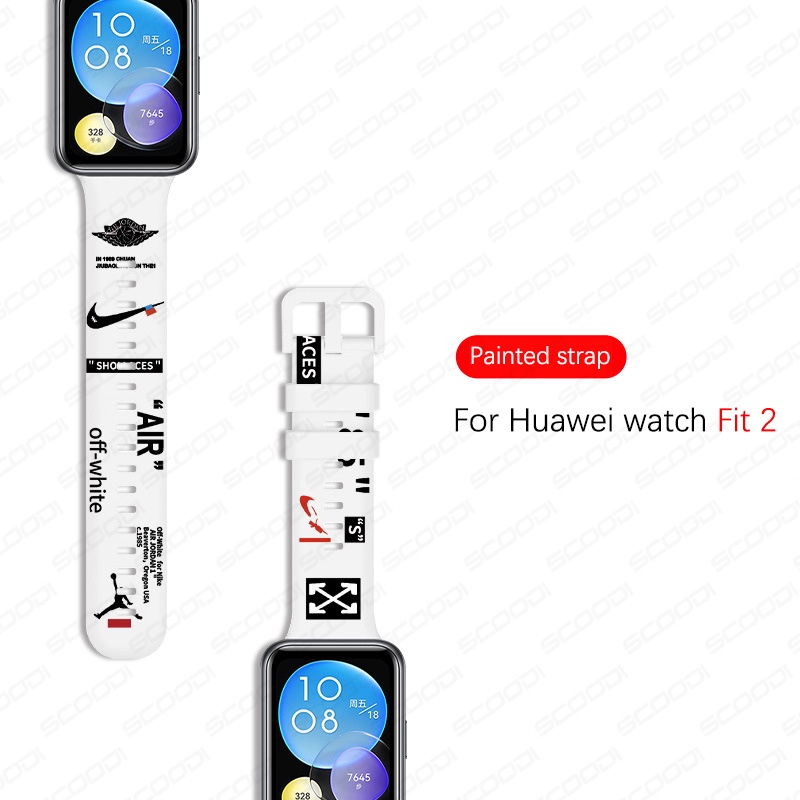 Dây Đeo Silicon Họa Tiết Hoa Thời Trang Cho Đồng Hồ Thông Minh Huawei watch Fit 2