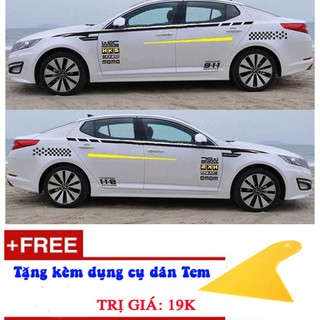 Bộ Tem Dán Sườn Xe D-127 (Đen Vàng),( Tặng Kèm Dụng Cụ Dán Tem)