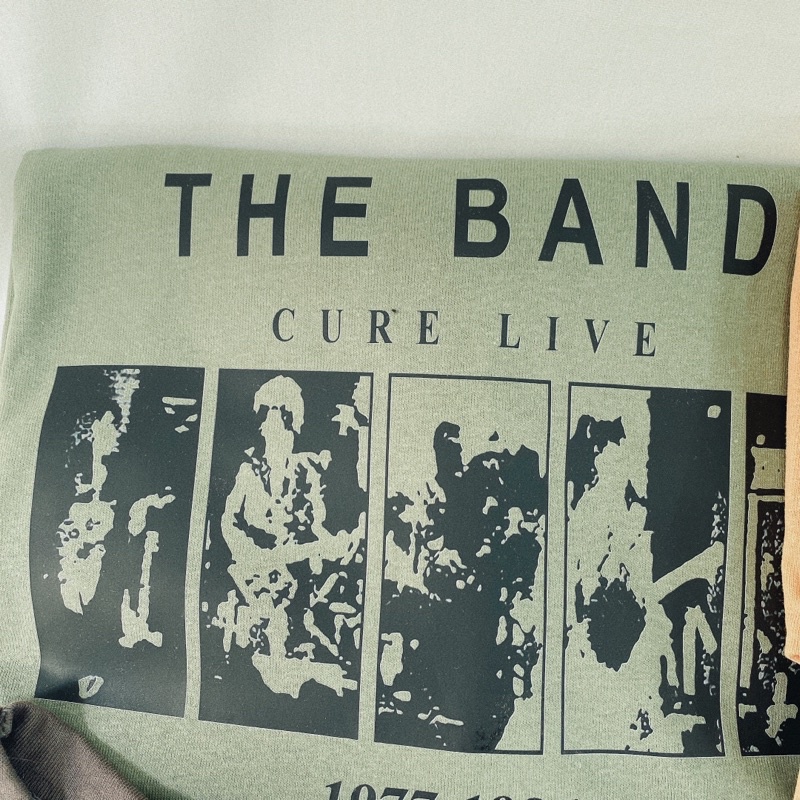 Áo phông 3158 nam nữ tay lỡ, áo thun ovesize form rộng chất cotton khô in chữ THE BAND