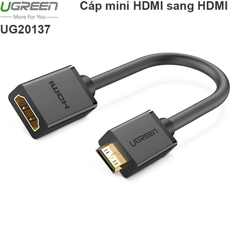 [Mã ELHACE giảm 4% đơn 300K] Cáp chuyển đổi Mini HDMI to HDMI 20cm chính hãng Ugreen 20137