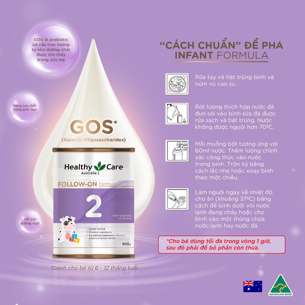 Combo sữa bột phát triển thể lực, trí não toàn diện Infant Formula Healthy Care trọn bộ sữa số 1 2 3
