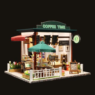 Mô hình nhà búp bê gỗ - Coffee Time - quán cafe thời gian