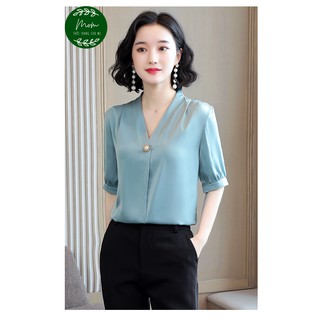 [SIÊU SALE] ÁO SƠ MI VẢI LỤA CỔ KIỂU CHO NỮ