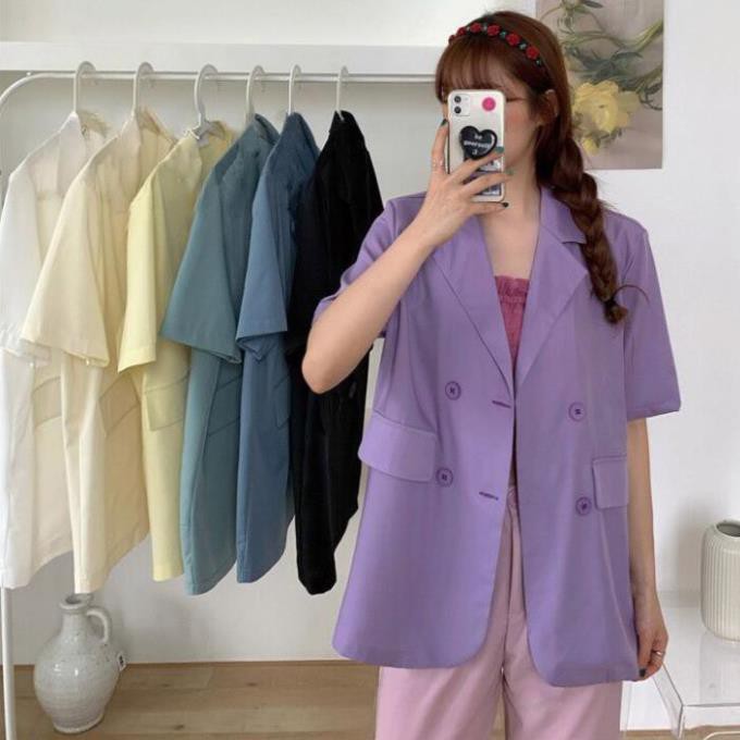 Xiaozhainv Áo Blazer ngắn tay thời trang Hàn Quốc dễ phối đồ | BigBuy360 - bigbuy360.vn